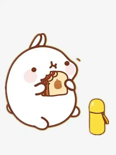 卡通_吃面包的兔子【高清表情包png素材】-90设计