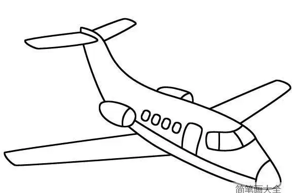 卡通喷气式飞机的简笔画_交通工具简笔画_简笔画大全