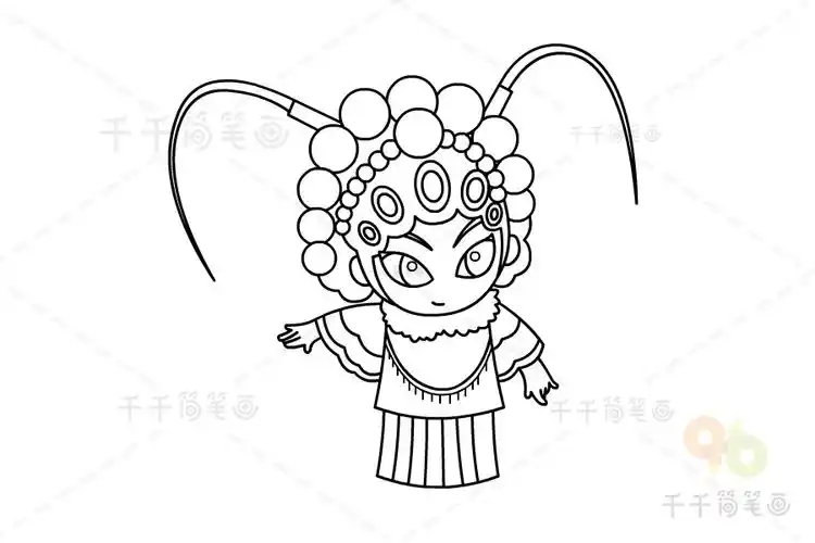 戏曲人物花旦简笔画图片