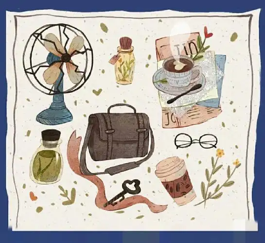 小物件复古插画步骤图