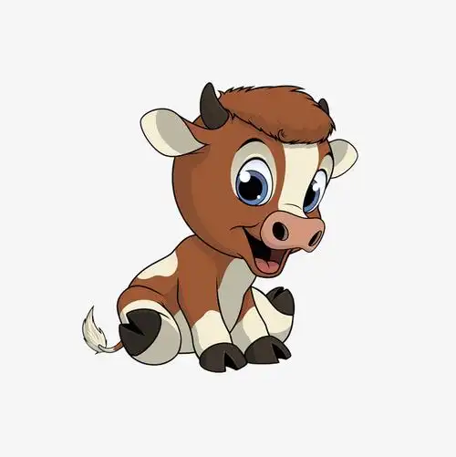 卡通手绘可爱小动物棕色萌萌小牛