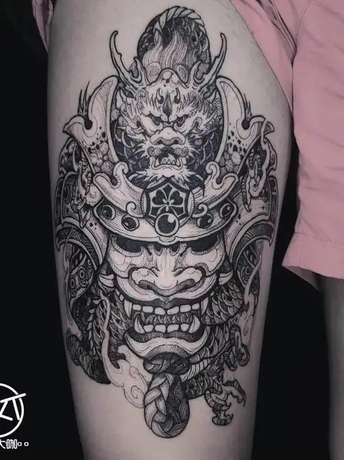 鬼武士_纹身图案手稿图片_曹诗阔的纹身作品集