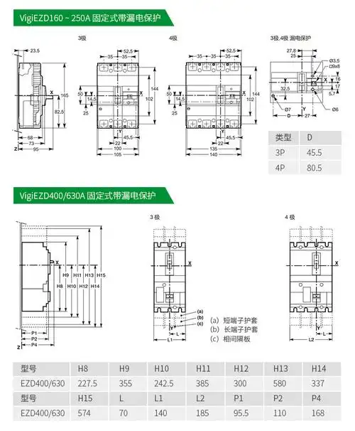 施耐德塑壳断路器 ezd塑壳断路器 ezd160e 4p100a/125a/160a