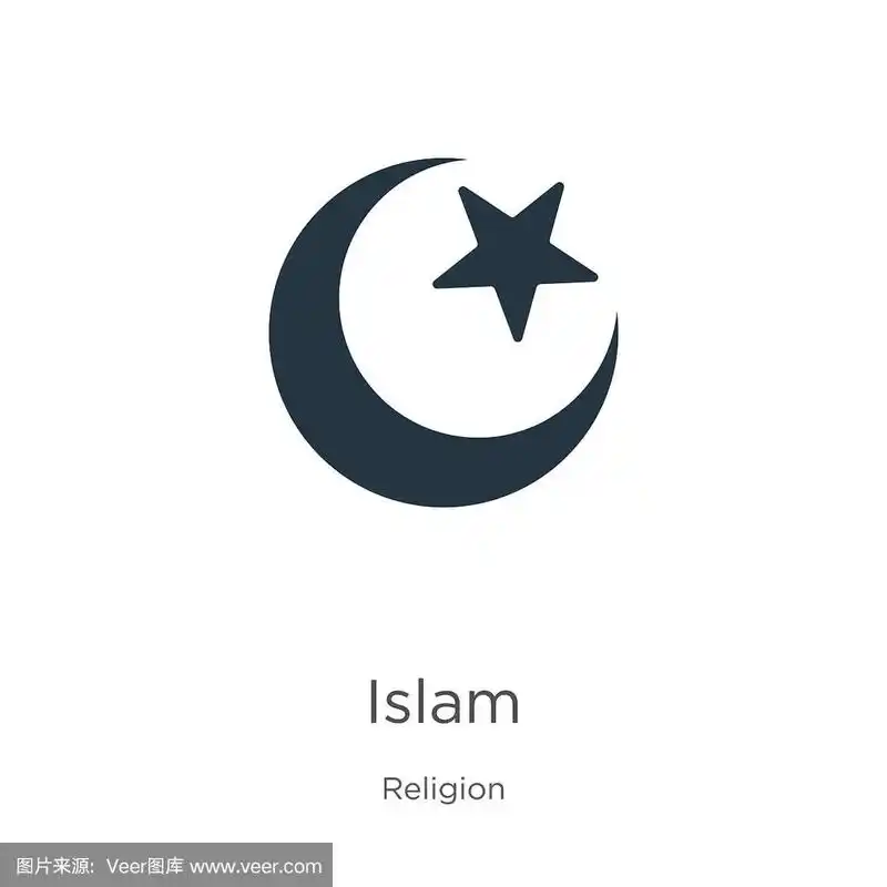 流行的平面伊斯兰教图标从宗教收集孤立的白色背景.