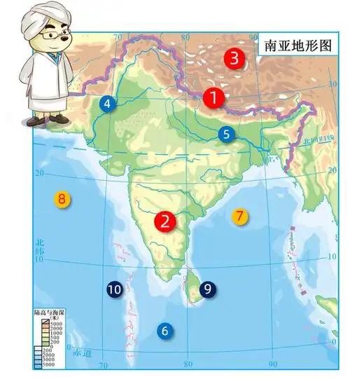 南亚地形图