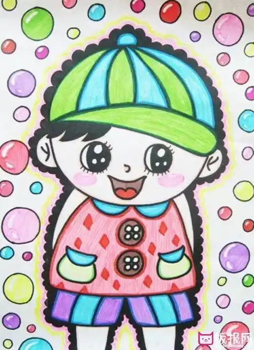 彩色少儿人物简笔画人物简笔画 6款可爱的卡通儿童简笔画彩色图片