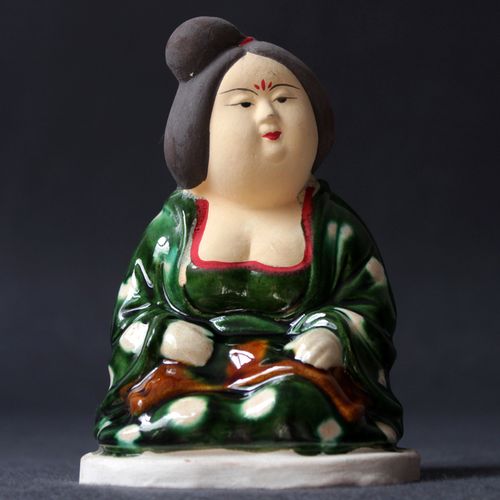 仿古做旧唐三彩陶瓷仕女摆件陶俑胖妞艺术品复古摆件