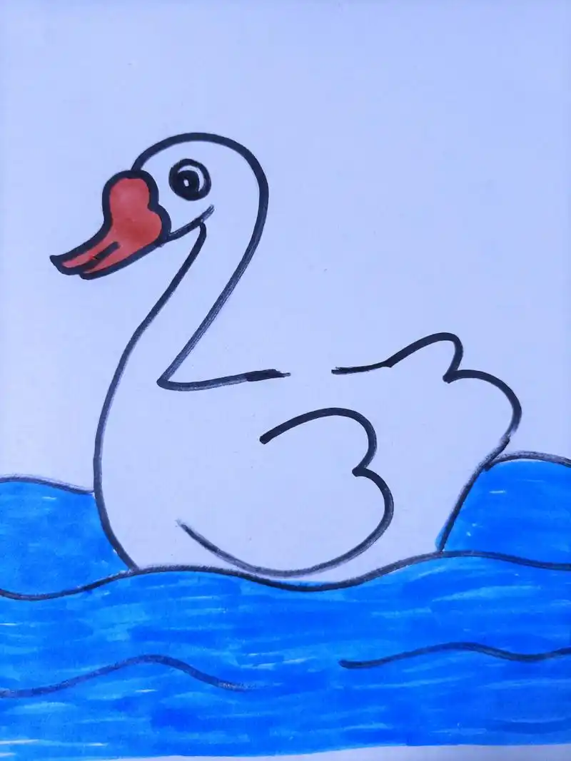 儿童简笔画:一步步画个大白鹅