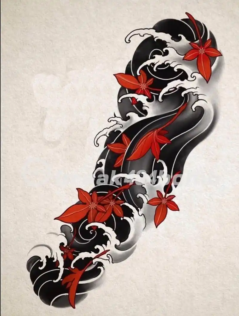 花臂老传统纹身手稿丨鲤鱼 遮盖花臂素材 [得意]大气耐看的老传统纹身