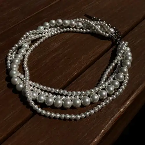 boonee◆经典复古高级感多层叠戴锁骨链大小贝壳珍珠项链颈链女潮