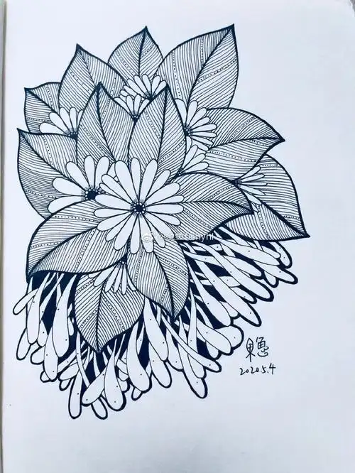 黑白装饰画线描