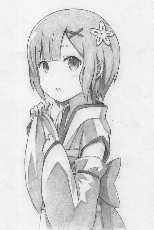 绘动漫简笔画线稿黑白配动漫唯美壁纸插画头像可爱唯美二次元美图可爱