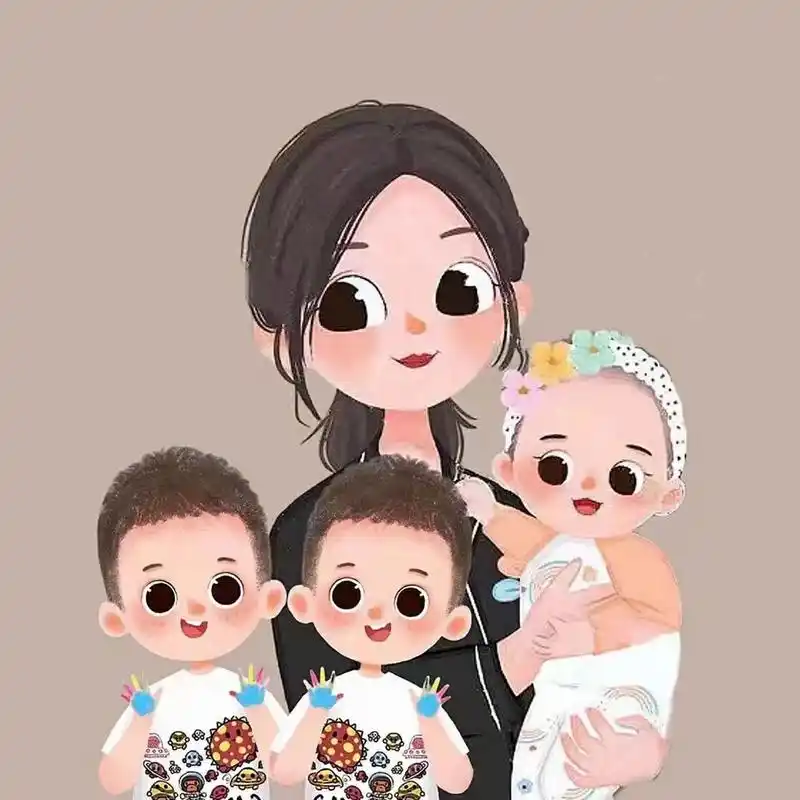 一家五口(两儿一女)情侣头像/全家福头像