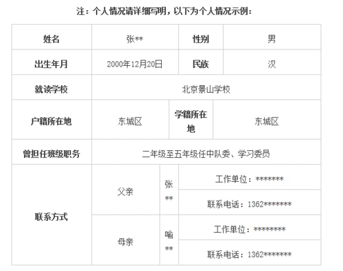 学生个人情况简介示例
