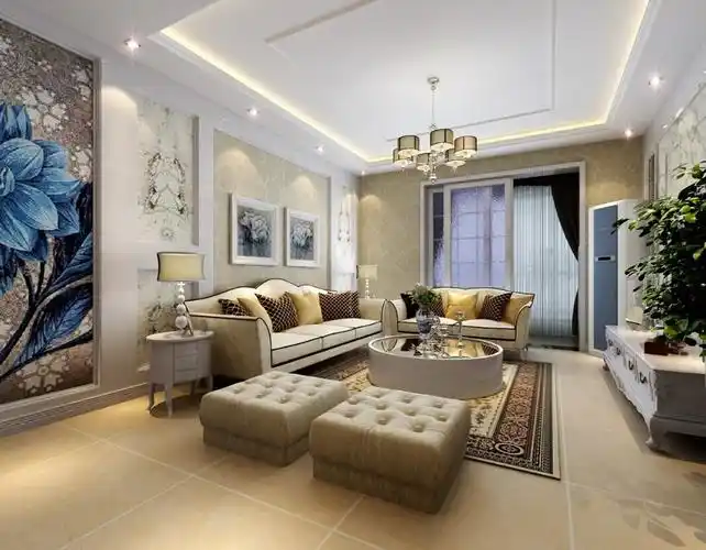 永威翡翠城-90平两居室-浪漫欧式风格-沙发背景墙,6万,效果图,90平