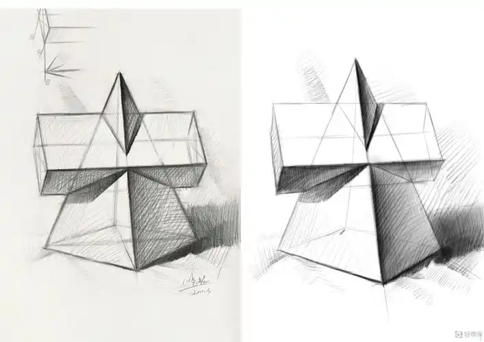 组合几何体—素描速写美术绘画入门练习