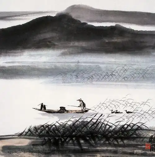 0048春江渔父图立轴设色纸本