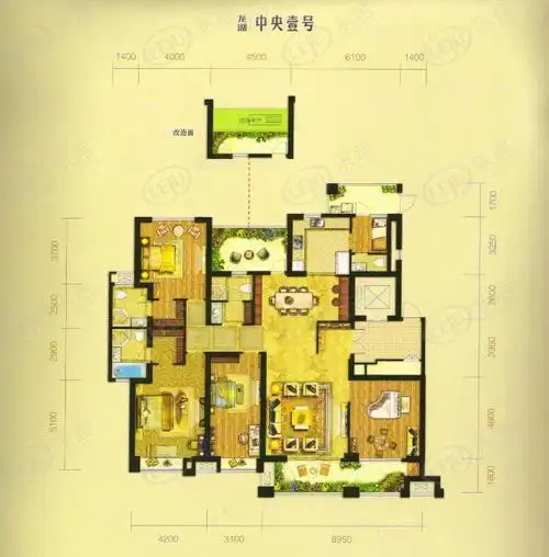 龙湖嘉天下240平5房2厅4卫户型图