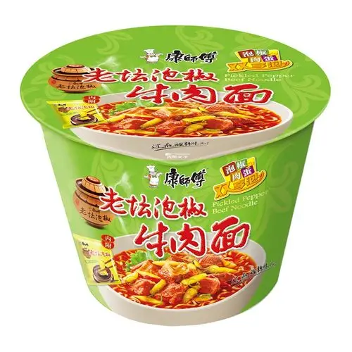 康师傅老坛泡椒牛肉面 方便面 桶装泡面112g