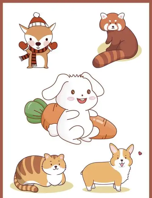 🎨免费分享!可爱卡通手绘动物免抠素材