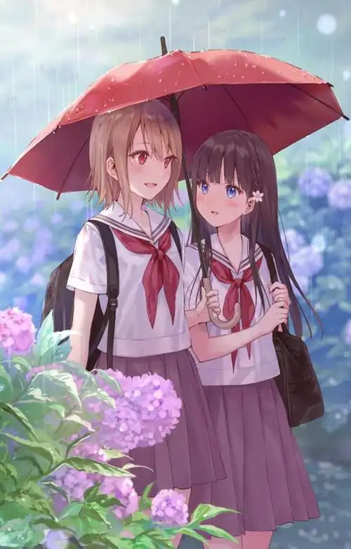动漫女孩高清手机壁纸分享,见证打伞美少女那灵动唯美的插画图片