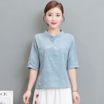 服饰内衣>女装>旗袍>云初墨>云初墨新中式茶服女中式唐装复古棉麻上衣