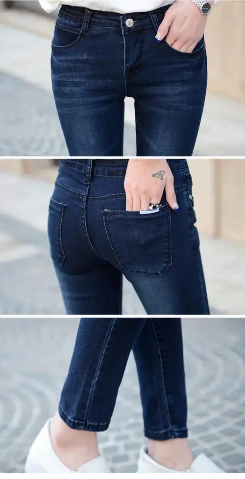 新款弹力小脚学生牛仔裤淘宝热卖紧身韩版高腰牛仔裤女一件代发