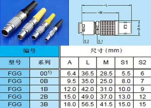 lemo雷莫连接器 fgg 00b 1b 2b 3b 防水航空插头插座尺寸图