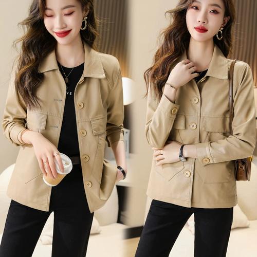 春秋季新款色衣外套女士机车服短款时黑尚百搭绵羊皮皮夹克潮