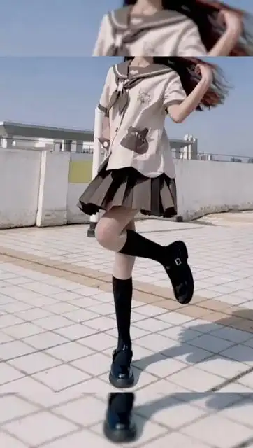 水手服配过膝袜,学妹风穿搭稳稳哒