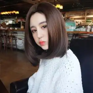 日本购假发女网红齐肩短发中分中长圆脸长直发气质修脸锁骨发自然