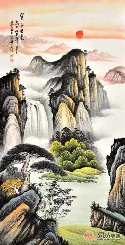 这幅作品是李林宏老师的风水山水画作品,作品中一派生机盎然的感觉,给