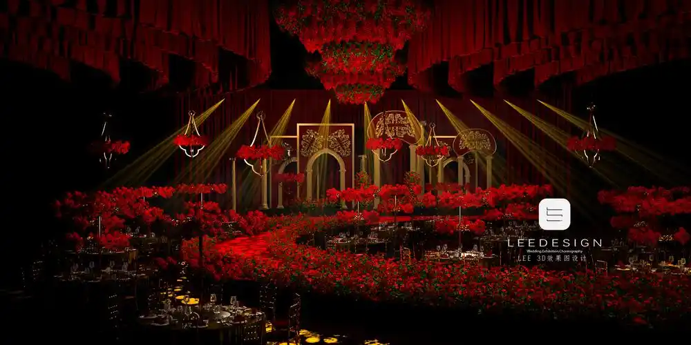 婚礼3d效果图设计-无题-红金|三维|场景|3d婚礼效果图lee - 原创作品
