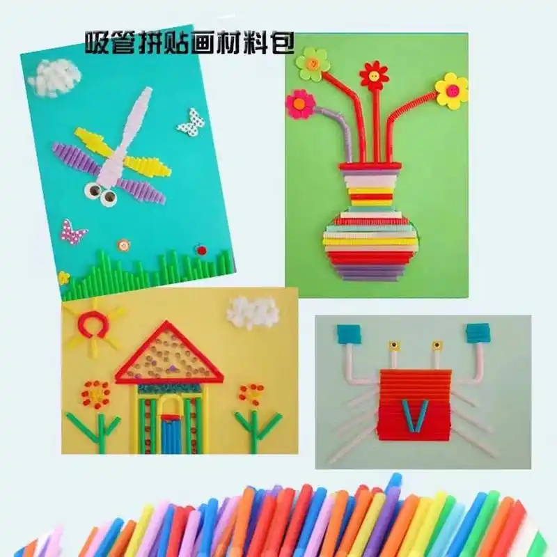 幼儿园美工区吸管粘贴画   #幼 儿园手工