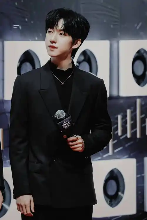 hjl 贺峻霖tmea红毯造型 黑色打底高领毛衣77黑色西装……_all_小贺