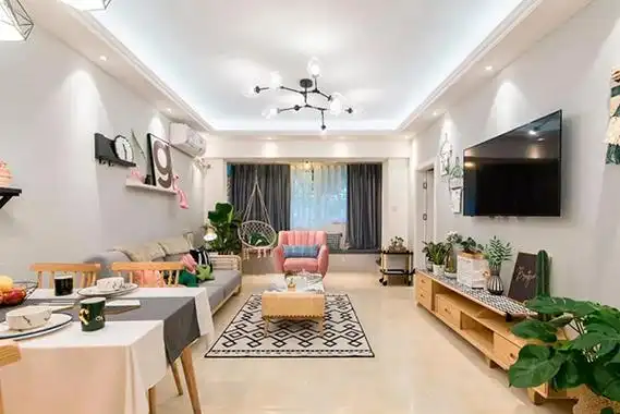 88平米小三室装修效果图高级灰清新绿真的惊艳