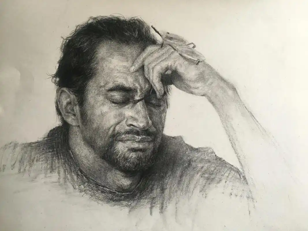 悲伤的男人#素描教学 #素描头像 #一起学画画  - 抖音