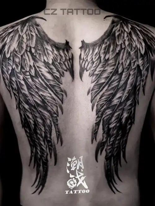 天使之翼_纹身图案手稿图片_小弥弥的纹身作品集