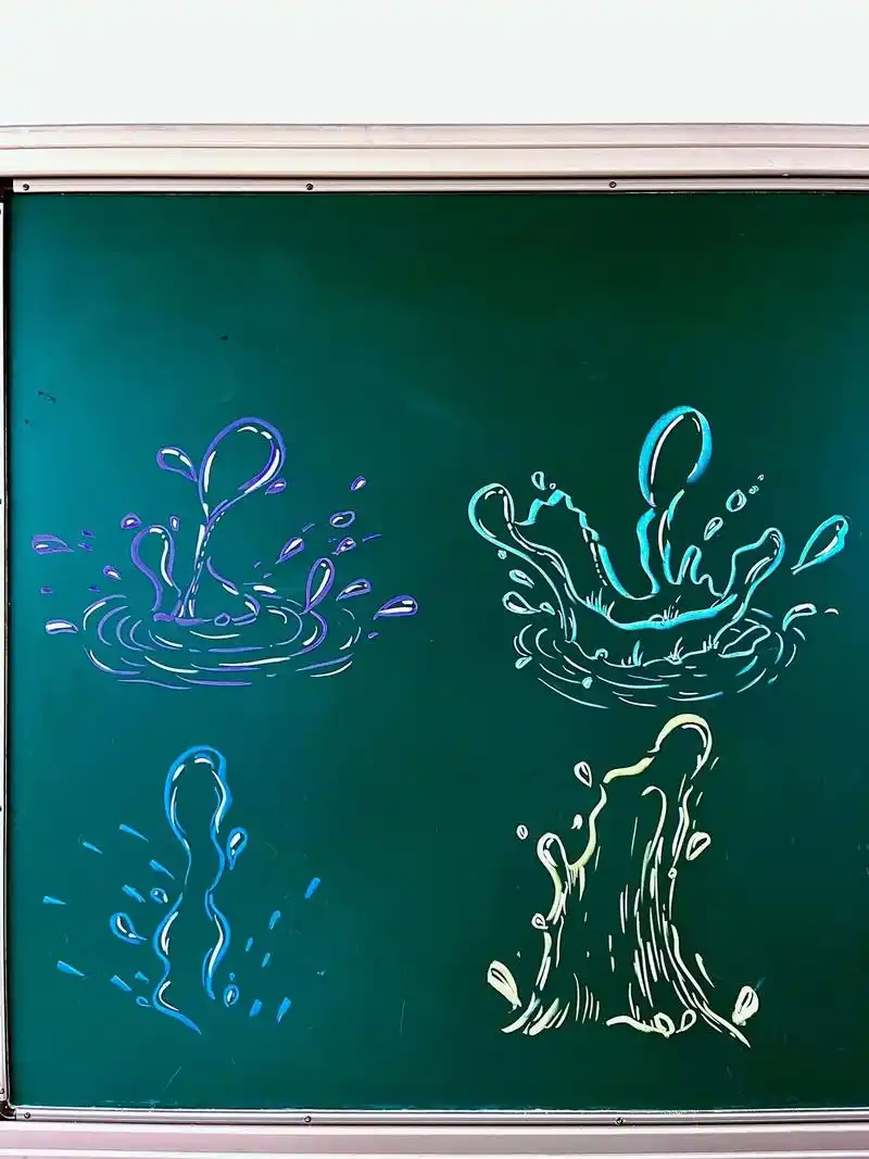 水90的形态.#粉笔画 #黑板报 #一学就会系列 #简笔画  - 抖音