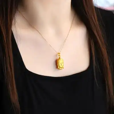黄金佛金佛吊坠足金双面项链如来佛祖纯金挂坠佛像颈饰