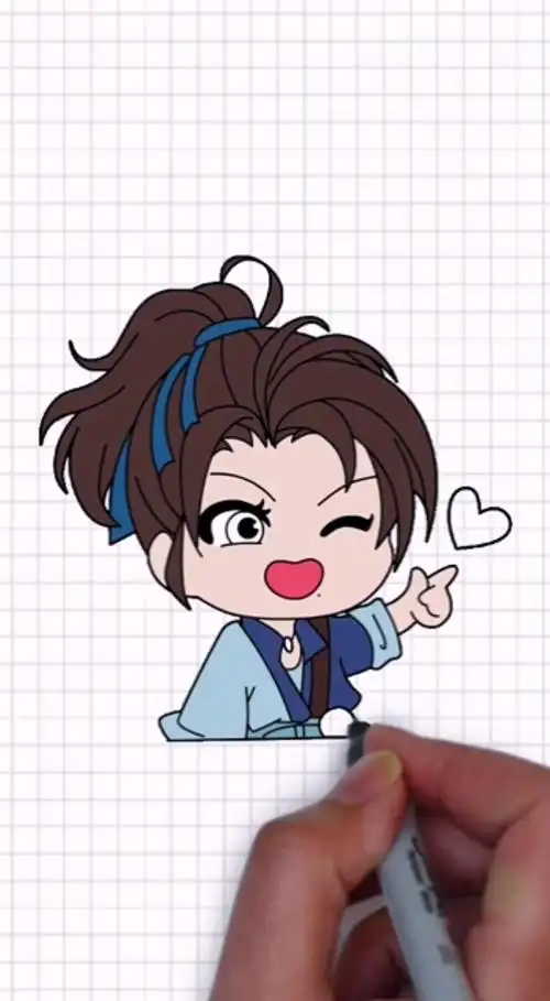 高级简笔画 q版肖战之笑傲江湖 #新笑傲江湖手游 #简笔画