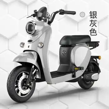 电动车48v成人踏板助力电动自行车小型代步女士锂电电瓶车 银灰色 24