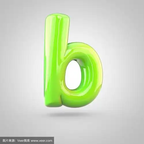 光滑的石灰漆字母b小写孤立在白色背景上