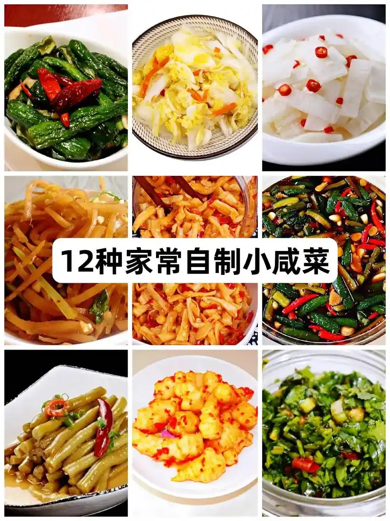 家常版12种自制小咸菜来喽,做法简单,请查收.#教程 #家常 - 抖音