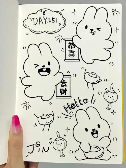 251rich兔简笔画手帐素材来啦