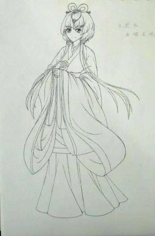汉服童装女简笔画,古装简笔画人物美女-图片大观-奇异网