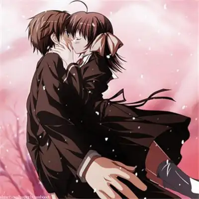 动漫情侣头像接吻拥抱