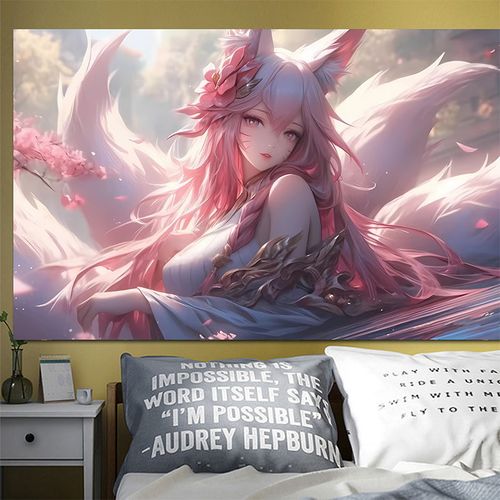 阿狸九尾妖狐海报墙贴英雄联盟lol游戏动漫二次元宿舍卧室装饰画