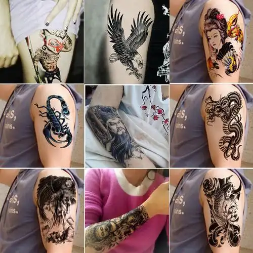 新品新款半臂纹身贴防水逼真男女社会刺青美女蝎子锦鲤纹身贴贴纸 半