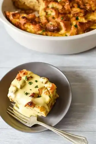 christmas morning breakfast casserole with hollandaise sauce